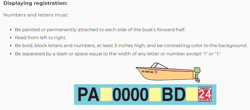 How to display decal on PA boat